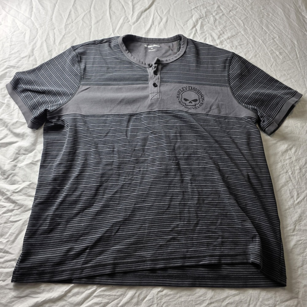 harley davidson men's shirt willie g shirt striped gray 2xl